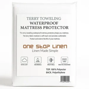 Terry towelling waterproof mattress protector packaging – One Stop Linen